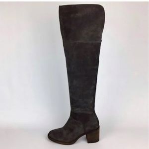 Lucky Ramsden Gray Suede Over the Knee OTK Heeled Boot 8